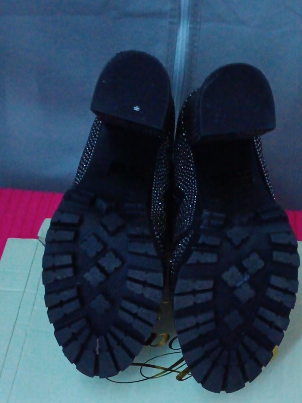 Rhinestone Platform Ankle Boots - Black - Picture 5 of 6